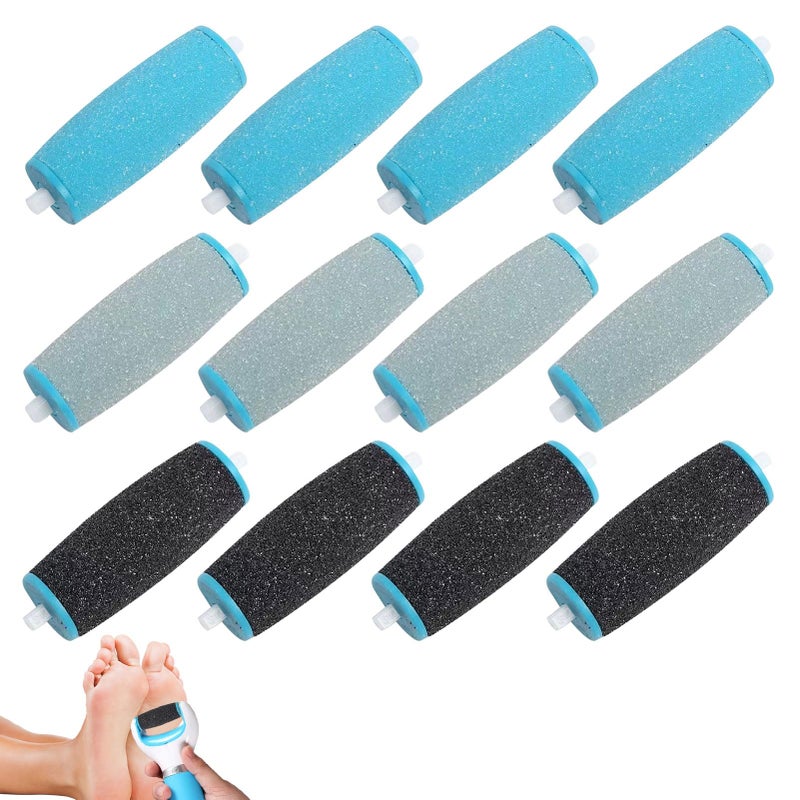 for Scholl Pedi Replacement Rollers,12PCS 3 Types of Roughness Foot File Refill Rollers for Electric Foot File,Compatible with Scholl Velvet Smooth